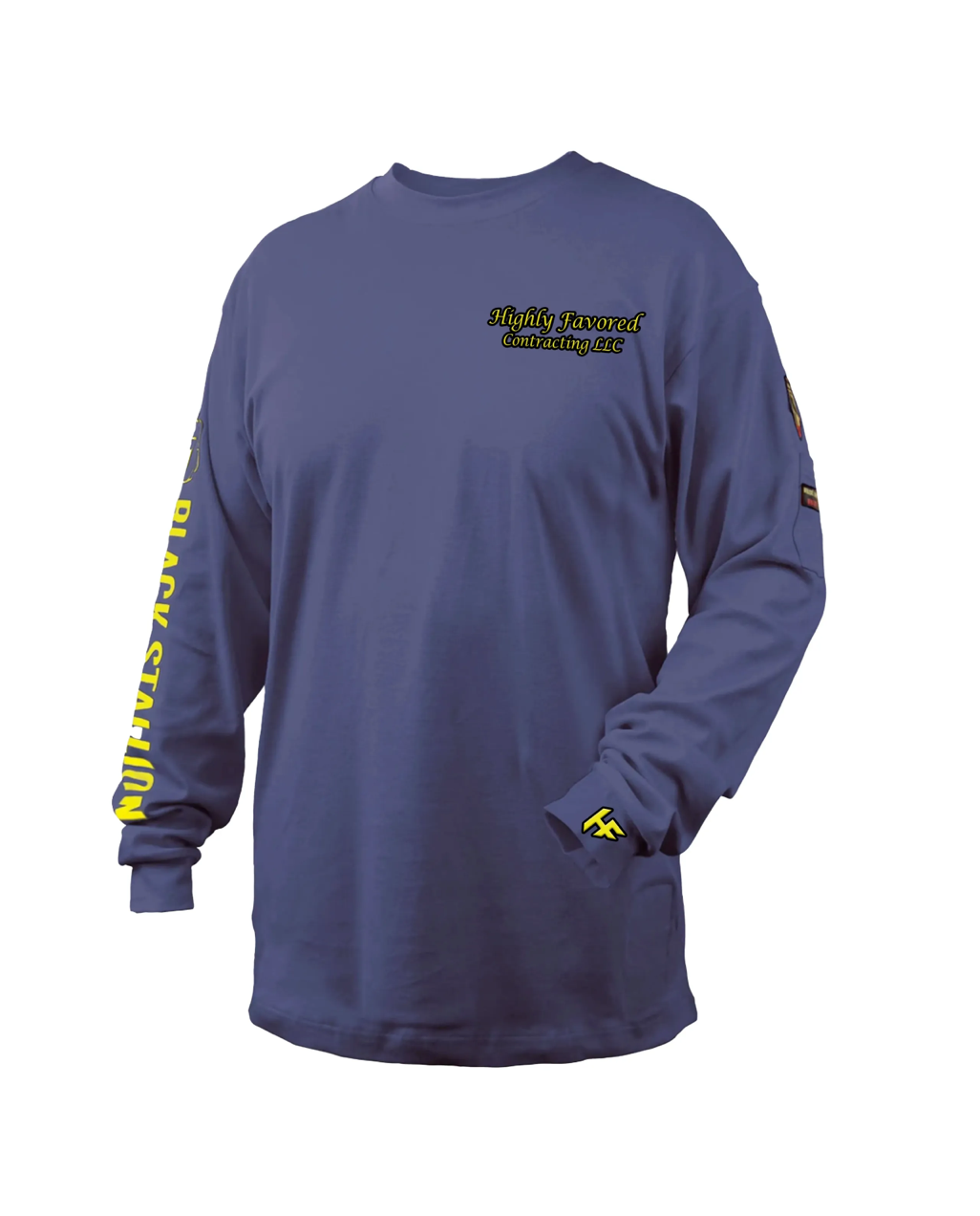 Black Stallion FR Cotton Knit 7 oz Long-Sleeve T-Shirt, Navy